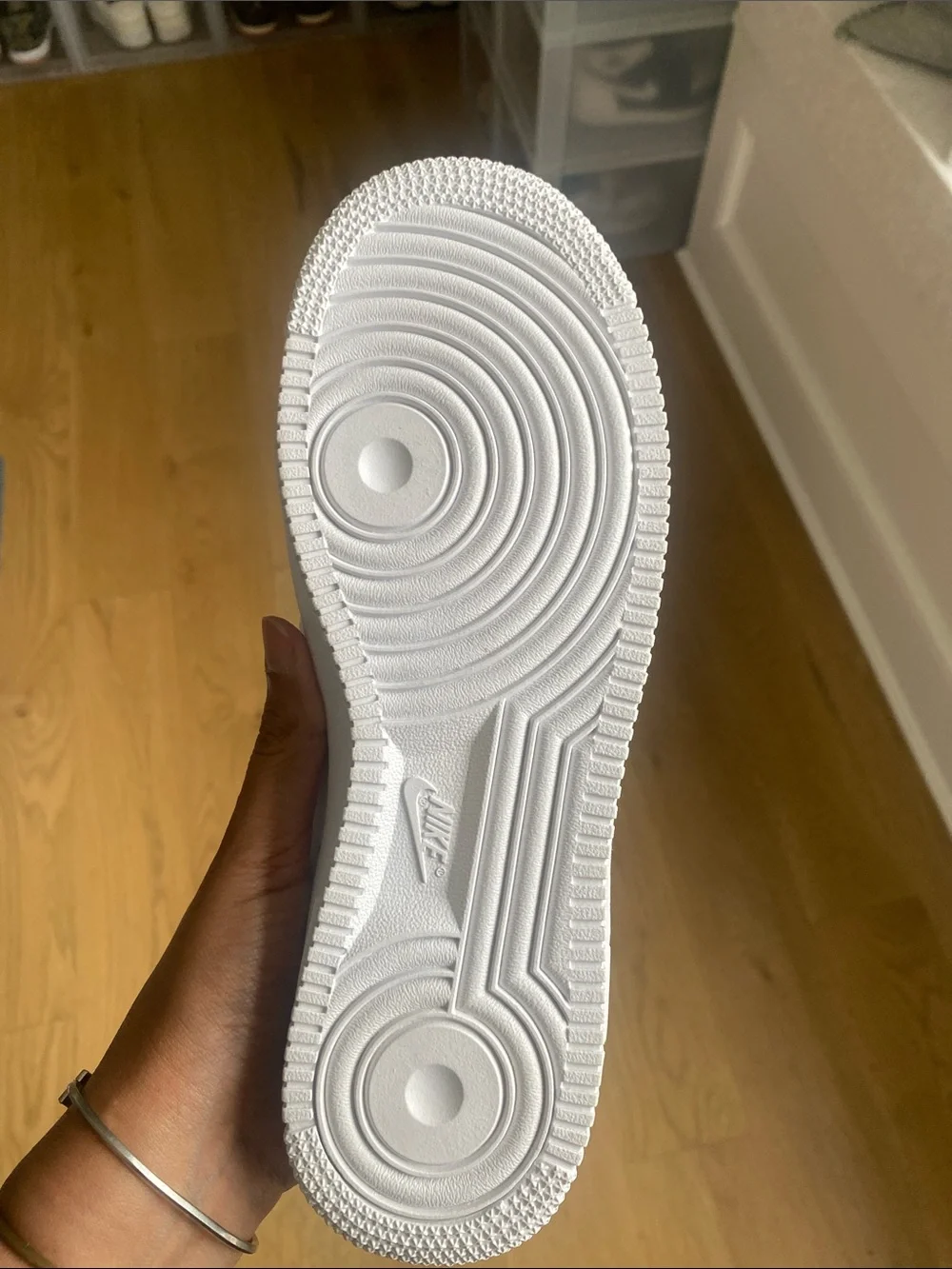 Nike Air Force Kids All-White Low-Top Leather Sneakers